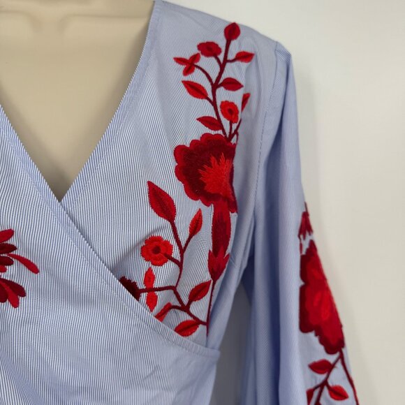 INC International Concepts Embroidered Wrap Top woman’s size small petite bishop - Picture 2 of 14